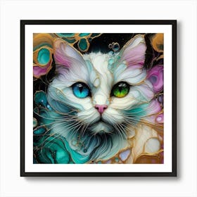 Cat With Colorful Eyes 1 Art Print