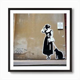 Woman With Cat Art Print