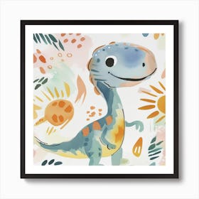 Cute Dinosaur Muted Pastels Art Print