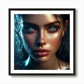Beautiful Woman With Blue Eyes 1 Art Print