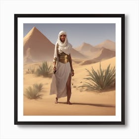 Egyptian Woman In The Deser Art Print