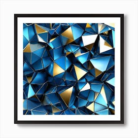 Abstract Blue And Gold Triangles Art Print