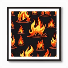 Flames On Black Background 70 Art Print