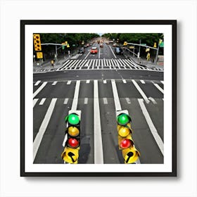 Traffic Lights In New York City Art Print