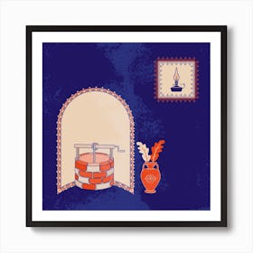 Illustration Of A Traditional Moroccan Kitchen Art Print