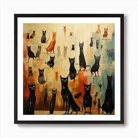 Cats In The Rain attractive watercolors Art Print