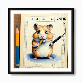 Hamster With Pencil 2 Art Print