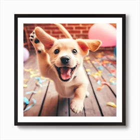 Happy Puppy's Joyful Frolic Art Print