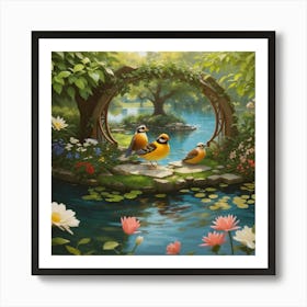 Birds In The Garden Art Print