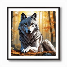 Wolf In The Woods 69 Art Print