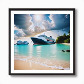 Cruise Ship On The Beach Art Print