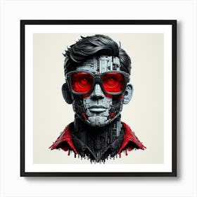 Man In Red Glasses Art Print