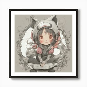 Kawaii cat girl Art Print