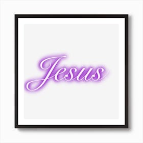 Jesus Purple Neon Art Print