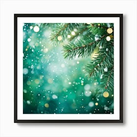 Abstract Concept Of Christmas Using Evergreen Branches As Main Subject Covered In Fine Glittering S (2) 2 Art Print