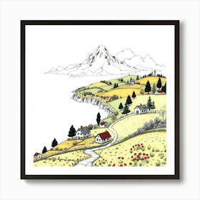 Village In The Mountains 4 Art Print