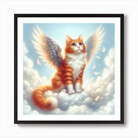 All Cat Go To Heaven 1/4 (pussy cat kitten felines fur baby lost angel wings) Art Print