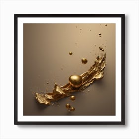 Gold Liquid Splash Art Print