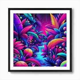 Psychedelic neon Jungle Art Print