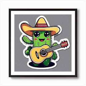 Cactus With Guitar 8 Art Print