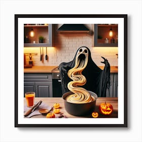 Halloween Ghost In The Kitchen Art Print