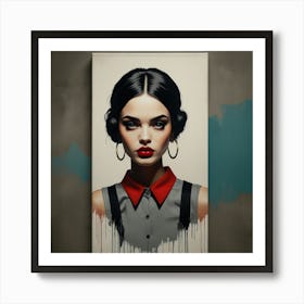 Girl With Red Lipstick Art Print