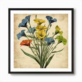 Flax3 Floral Botanical Vintage Poster Flower 3 Art Print