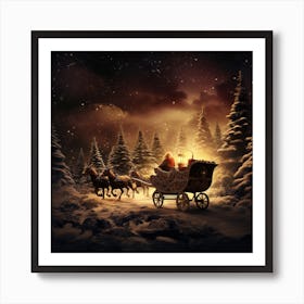 Santa Claus In A Carriage Art Print