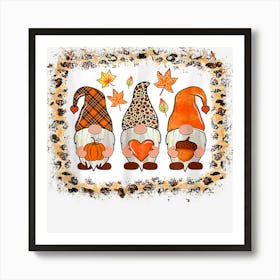 Funny Thanksgiving Gnome Cute Pumpkin Leopard Fall Autumn Affiche