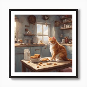 Cat In The Kitchen Art Print