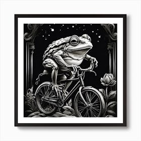 Frog On A Bike Art Print