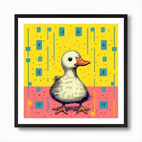 Geometric Colourful Duckling Pattern 2 Art Print