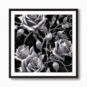 Silver Roses - Gothic Inspired Art Print