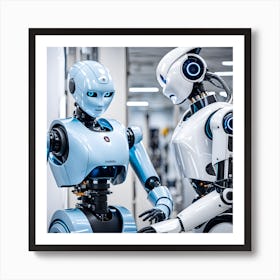 Two Robots In A Factory Art Print