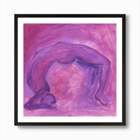 Male Nude Purple 1 - man homoerotic adult mature gay art mauve hand painted figure Art Print