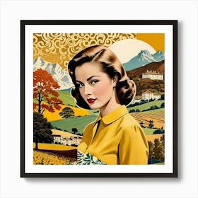 Woman Mountains Art Print