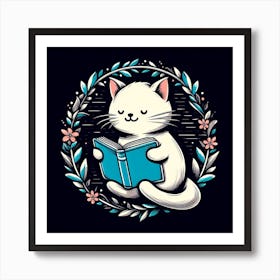 Cat Reading A Book Art Print