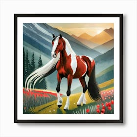 Caballo Dibujo Largo Penacho Art Print