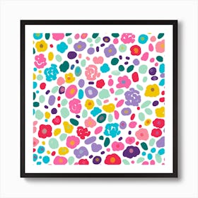 Floral Polka Dots abstract pattern Art Print