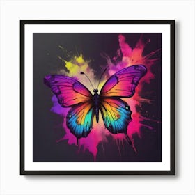 Butterfly With Paint Splashes 10 Art Print