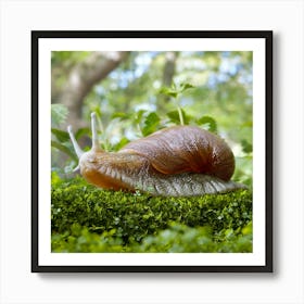 Snail On Moss Art Print