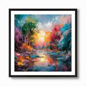 A stunning oil painting of a vibrant and abstract watercolor 20 Art Print