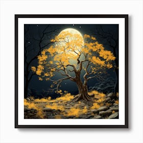 Full Moon Tree Art Print