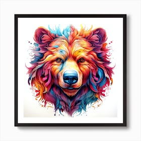 Colorful Bear Head 1 Art Print