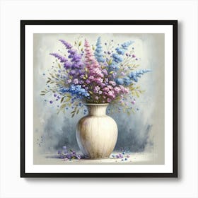 Purple Flowers In A Vase 1 Art Print