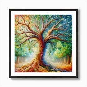 Branched colored Tree Art Print