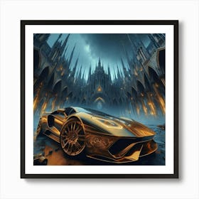 Golden Lamborghini 32 Art Print