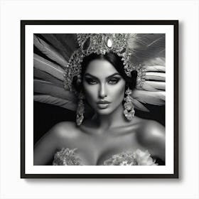 Sexy Woman In Feathers 1 Art Print