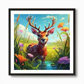 Deer In The Meadow 1 Art Print