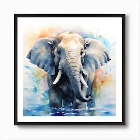 Elephant In Water Poster